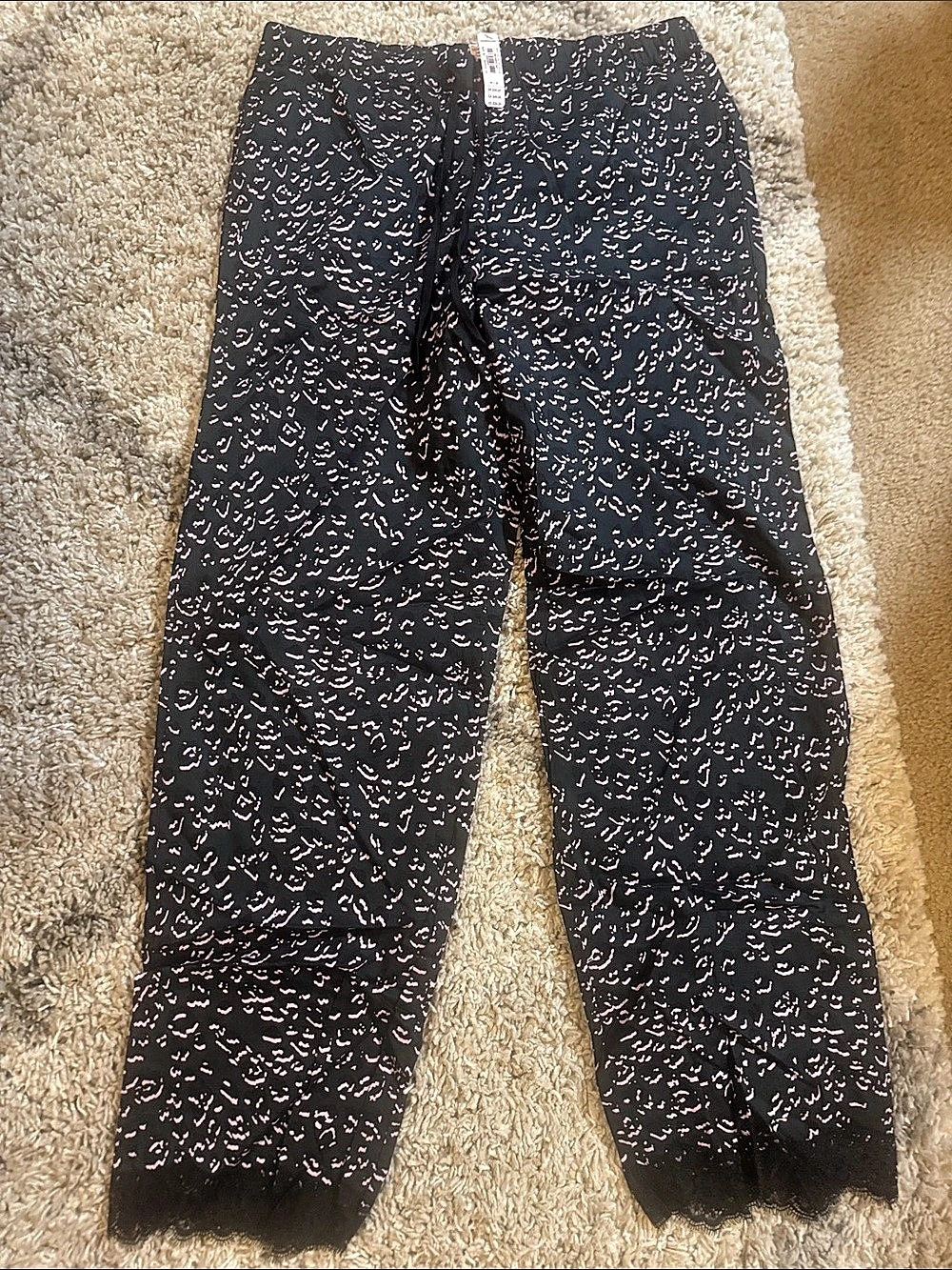 Victorias Secret Animal Print Wide Leg Pants in Black & Pink Size Medium NWT